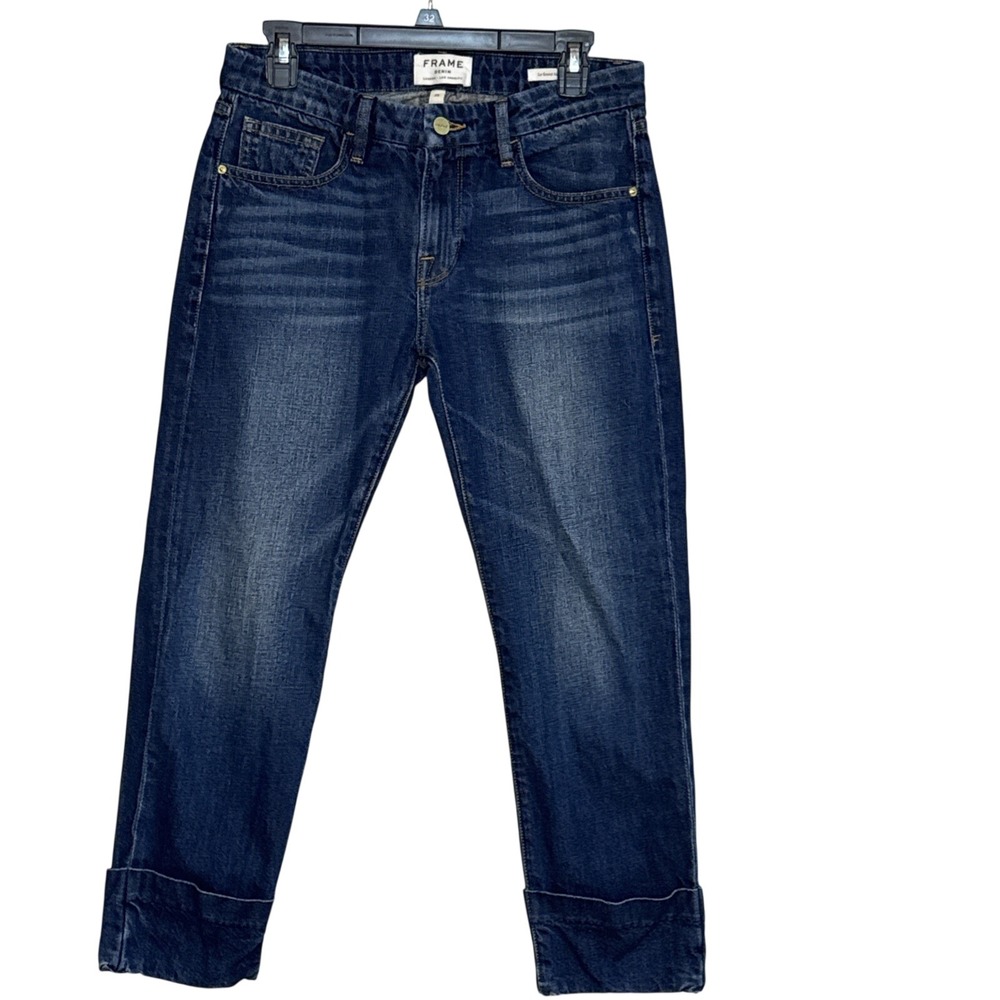 FRAME Le Grand Garcon Jeans Womens Size 25 Blue Cuffed Straight Leg Boyfriend